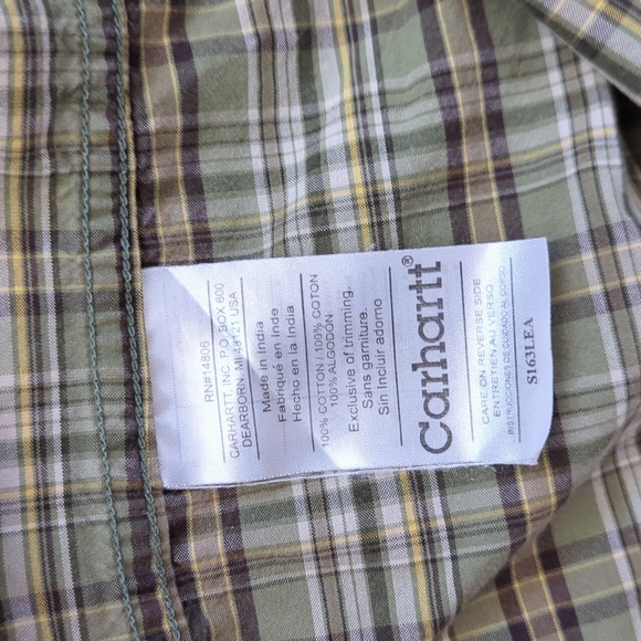 Men's Large Carhartt Plaid Button Down T-Shirt Made From 100% Cotton - Picture 3 of 9